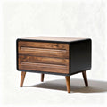 Wooden nightstand with two drawers and tapered legs 50 x 40 x 40cm