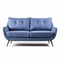 Blue fabric sofa with plush cushion design and metal legs 180 x 75 x 85cm