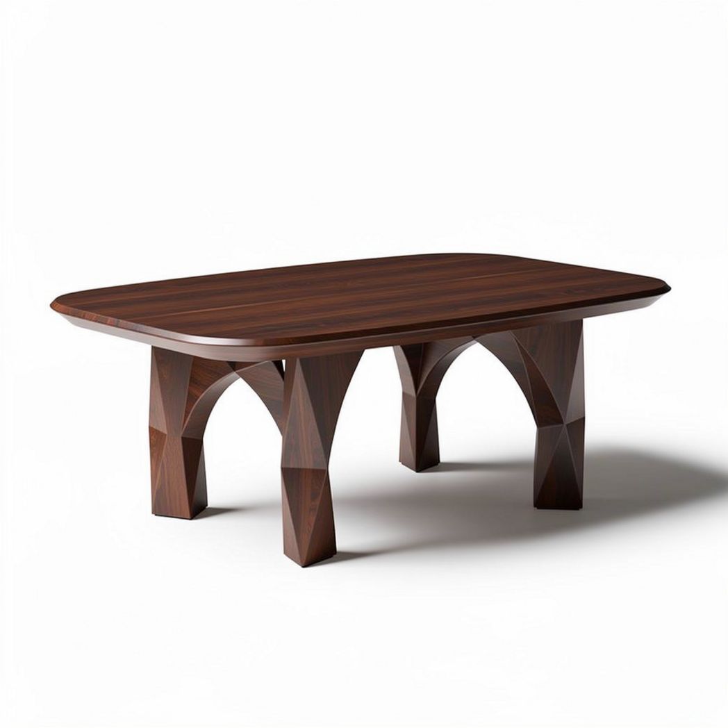 Contemporary rectangular wooden dining table with geometric legs 200 x 100 x 75cm
