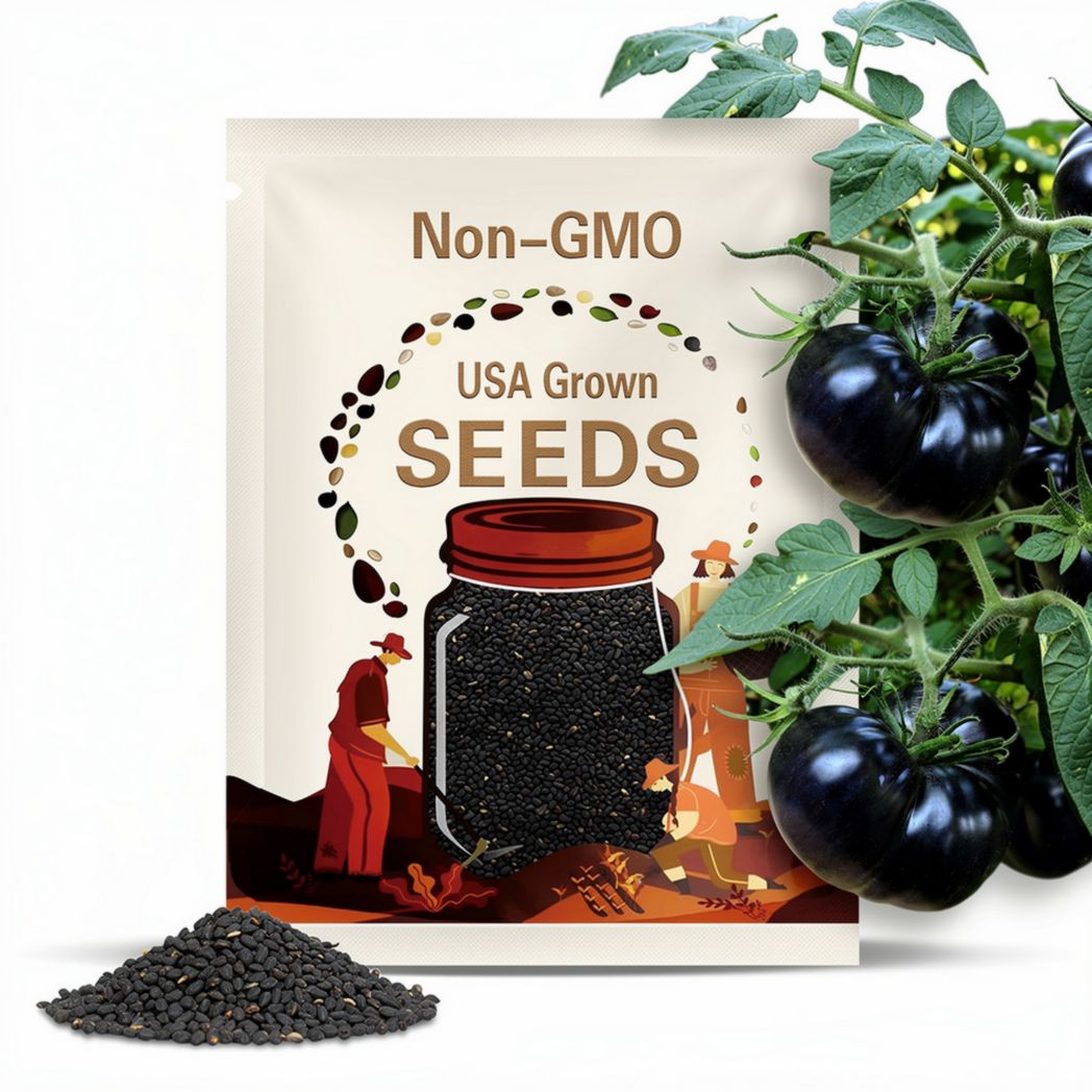 120+ Black Sea Man Tomato Seeds | Heirloom Russian Variety with Rich Flavor | Organic Non-GMO Beefsteak Tomatoes for Garden Planting