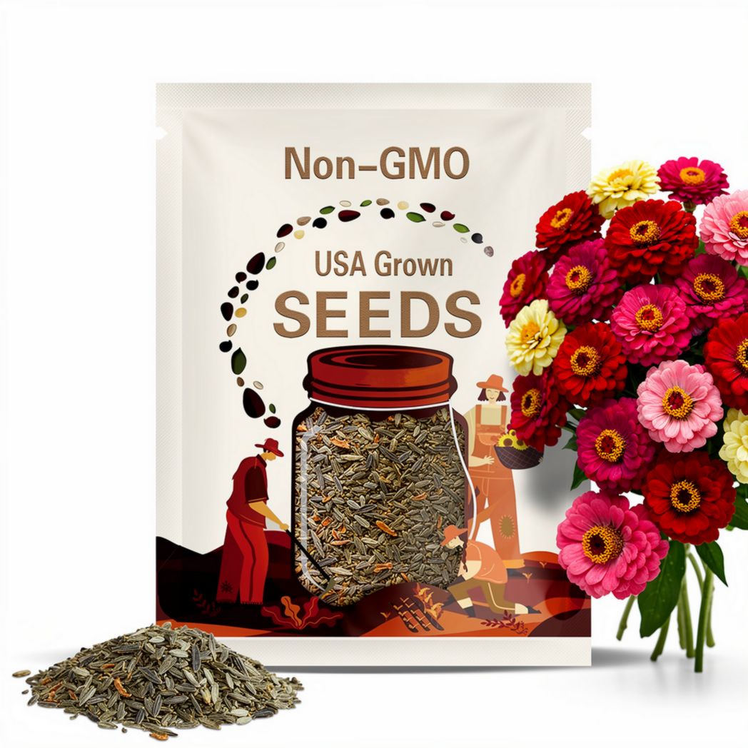 State Fair Zinnia Seeds Mix: Large Double Blooms, Pollinator-Friendly