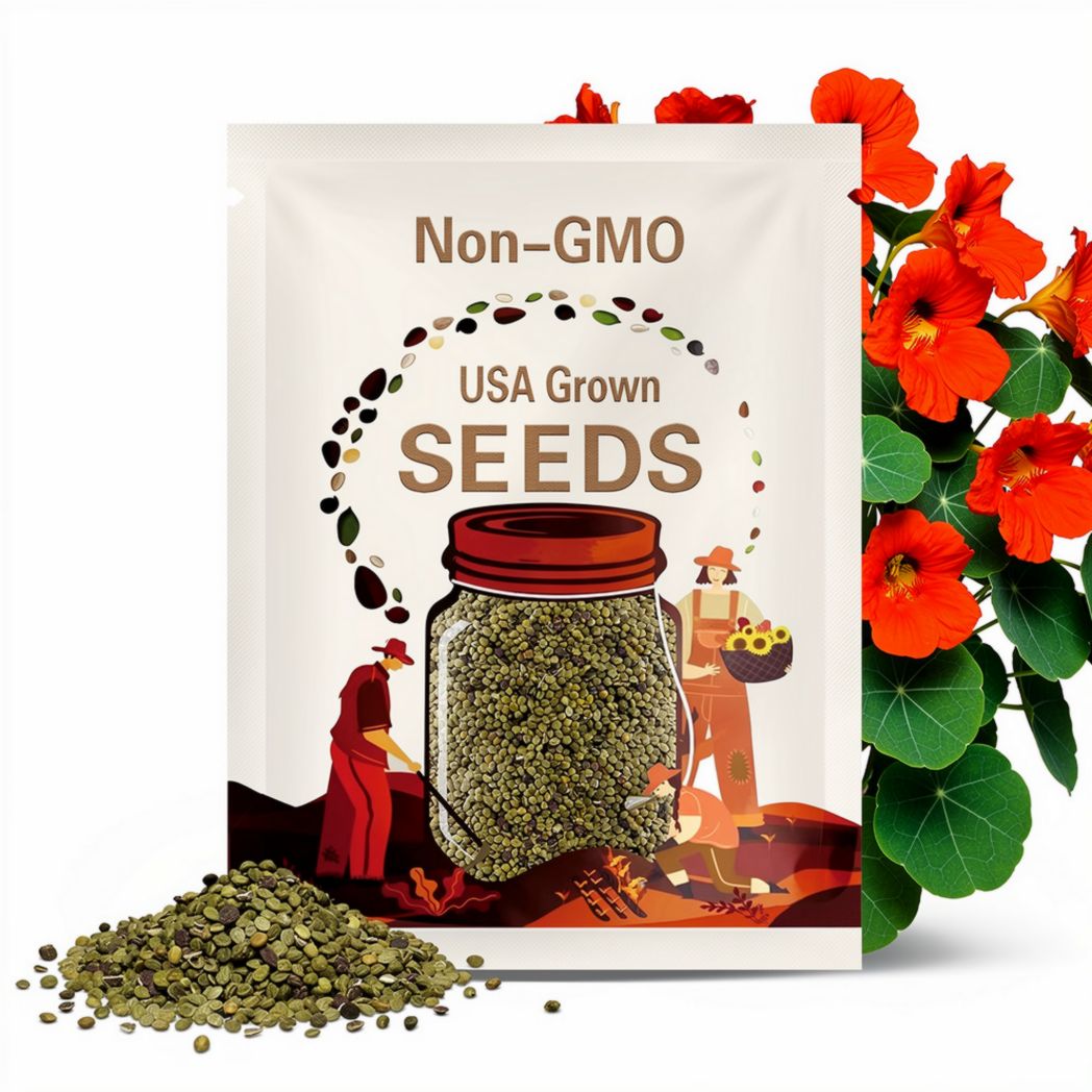 Empress of India Nasturtium Seeds – Heirloom Flower, Crimson Red Edible Flowers, Tropaeolum Nanum | 25 Seeds